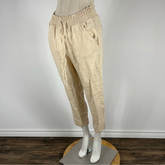 Guess linen cropped Cream Pants S - Picture 2 of 12